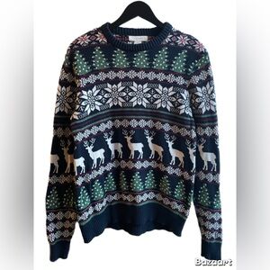 Alpine Festive Green and White Crewneck Sweater